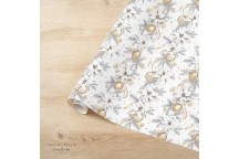 WRAPPING PAPER WHITE POINSETTIA GOLD 500X750MM