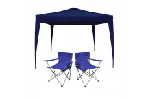AFRITRAIL GAZEBO 3X3M + 2 CHAIR COMBO BLUE