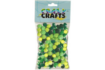 GREEN AND YELLOW POM POMS CRAFT 10MM 120PIECE