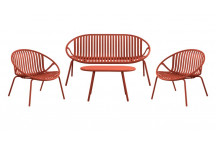 LISBON PLASTIC AND METAL TERRACOTTA LOUNGE SET