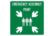 EMERGENCY ASSEMBLY POINT SIGN GREEN 190X190MM