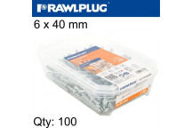 HAMMER IN FIXING COUNTERSUNK HEAD 6X40MM TUB 100PIECE