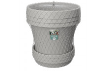 SEBO LIGHT GREY PLASTIC POT AND SAUCER SET 25CM