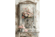 BLUSH ROSES AND GLASS DECOUPAGE A3