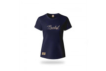 NAVY METALLIC PUFF LADIES T-SHIRT SMALL