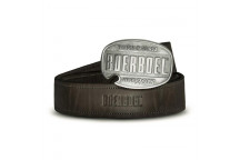 BRASS BUCKLE WITH SILVER FINISH BLACK LEATHER BELT SIZE 30