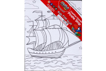 KIDS CRAFT PIRATE SHIP CANVAS INCL CANVAS BRUSH 6XCOLOURS