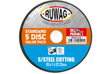 RUWAG ABRASIVE CUTTING DISC STAINLESS STEEL 5 PACK