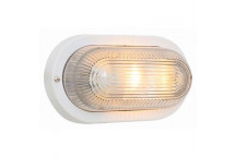 EUROLUX E27 WHITE OVAL PLASTIC BULKHEAD 230V