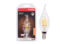 EUROLUX WARM WHITE CANDLE FLAME FILAMENT LED BULB E14 4W 240V