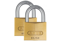 ABUS BRASS BLISTER PADLOCK 65 50MM 2PACK