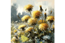 DECOUPAGE GOLDEN DANDELION MEADOW 700X700MM