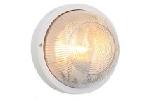 EUROLUX E27 WHITE ROUND PLASTIC BULKHEAD 230V