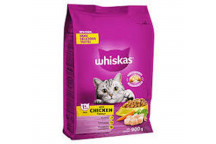 WHISKAS ADULT CAT FOOD CHICKEN 900G