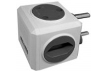 HIC WHITE AND GREY ADAPTOR CUBE 2XUSB 1X3PIN 1XSHUKO 1XEURO