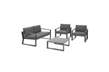 DARK GREY LYRA SOFA SET 2XARMCHAIR 1XTABLE
