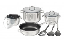 TEVO TRADING NON-STICK CUISINE COOKWARE SET STAINLESS STEEL 10 PC BENNETT READ