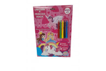 UNICORN AND PRINCESS COLOURING BOOK 9XSHEETS 7XCRAYONS 32XSTICKERS