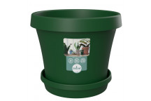 SEBO DARK GREEN PLASTIC POT AND SAUCER SET 15CM