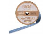 JUTE CRAFT RIBBON DENIM DOTS 25MMX5M