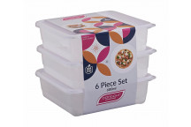 CONTOUR WHITE PLASTIC CONTAINER SET 3X600ML