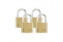 YALE ESSENTIAL SOLID BRASS PADLOCK 40MM QUAD PACK