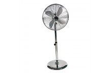 EUROLUX SATIN CHROME STEEL PEDESTAL FAN 45CM 50W