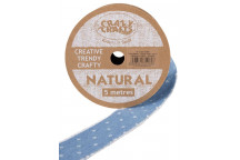 JUTE CRAFT RIBBON DENIM DOTS 38MMX5M