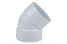 WHITE PVC PLAIN BEND 45 DEGREE 40MM SABS