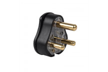 ELECTRICMATE BLACK SOLID PIN RUBBER PLUGTOP 16AMP