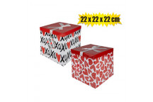 RED/LOVE GIFT BOX FLAT PACK 22X22X22CM