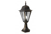 EUROLUX 6 PANEL BLACK AND GOLD BOLLARD LANTERN OUTDOOR LIGHT