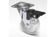 CHROME PLATED TRANSPARENT FURNITURE CASTOR WITH BRAKE 35MM