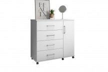 WHITE HIGH GLOSS 4 DRAWERS AND 1 DOOR BELLE CHEST