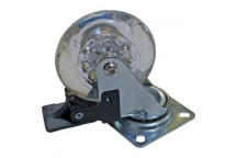 CLEAR POLYPROPYLENE CASTOR WITH BRAKE 75MM