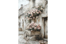 VINTAGE ROSE WAGON DECOUPAGE A3