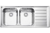 FRANKE NEPTUNE DOUBLE BOWL SINK RIGHT HAND INCL. WASTE 1160X510X200MM