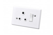 ELECTRICMATE WHITE SINGLE STEEL SOCKET AND SWITCH 50X100MM