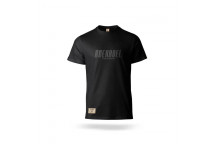 BLACK RUBBER PRINT MENS T-SHIRT MEDIUM