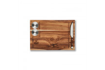 STEAK BOARD WITH KNIFE AND 2 BOWLS 400X270X25MM