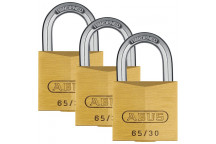 ABUS BRASS BLISTER PADLOCK 65 30MM 3PACK