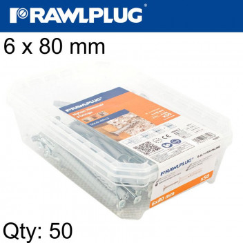 HAMMER IN FIXING COUNTERSUNK HEAD 6X80MM TUB 50PIECE