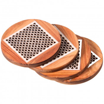 WOODEN COASTER 4PIECE