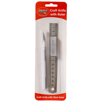 CRAFT KNIFE WITH 15CM RULER 9 BLADES