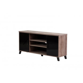 DRIFTWOOD AND BLACK TV TOWER STAND 1600MM X 420MM