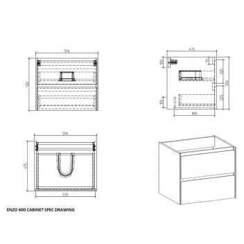 CLEAR CUBE ENZO CONCRETE DOUBLE DRAWER CABINET 600MM