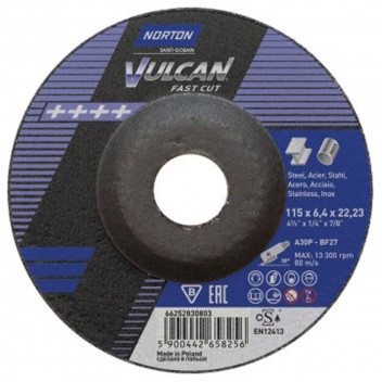 VULCAN GRINDING DISC METAL 115X6.4X22.23MM