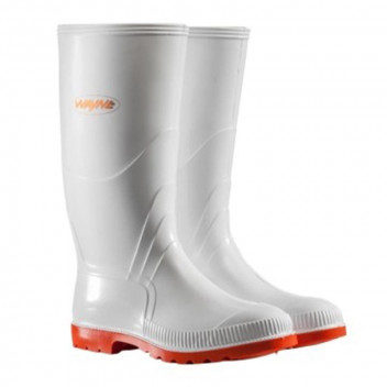 WAYNE WHITE/RED KNEE LENGTH GUMBOOT SIZE9