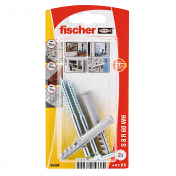 FISCHER SQUARE HOOK WALLPLUG AND HOOK 2PER PACK