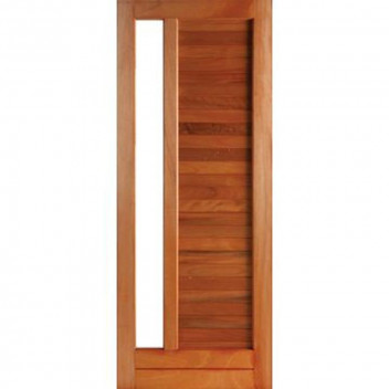 SWARTLAND HORIZONTAL WOOD SLATTED ENTRANCE DOOR WITH GLASS